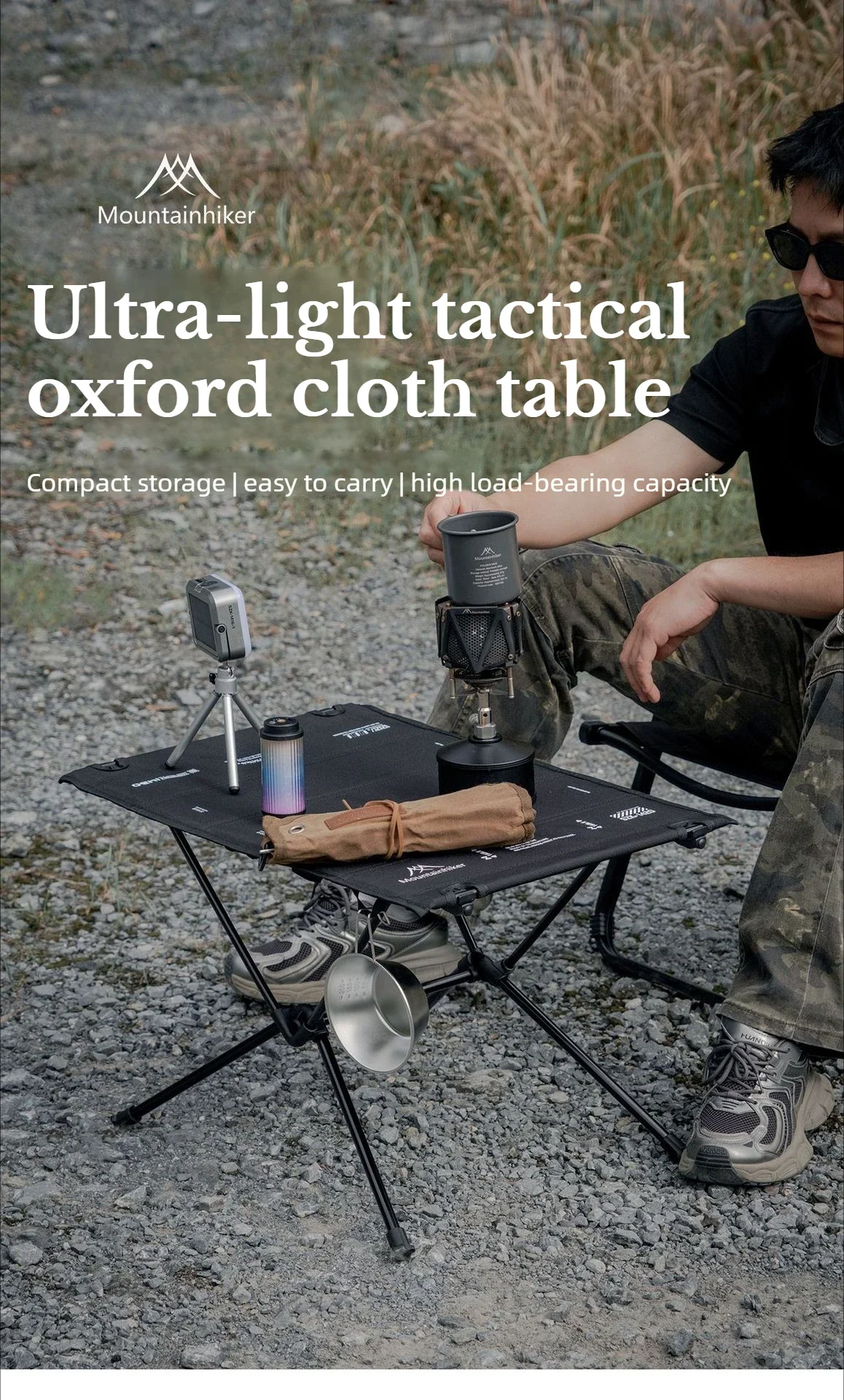 MOUNTAINHIKE Camping-Klapptisch aus Aluminiumlegierung, leichter Tisch aus 900D-Oxford-Stoff, tragbare Touristentische für Picknick im Freien – Detail 1