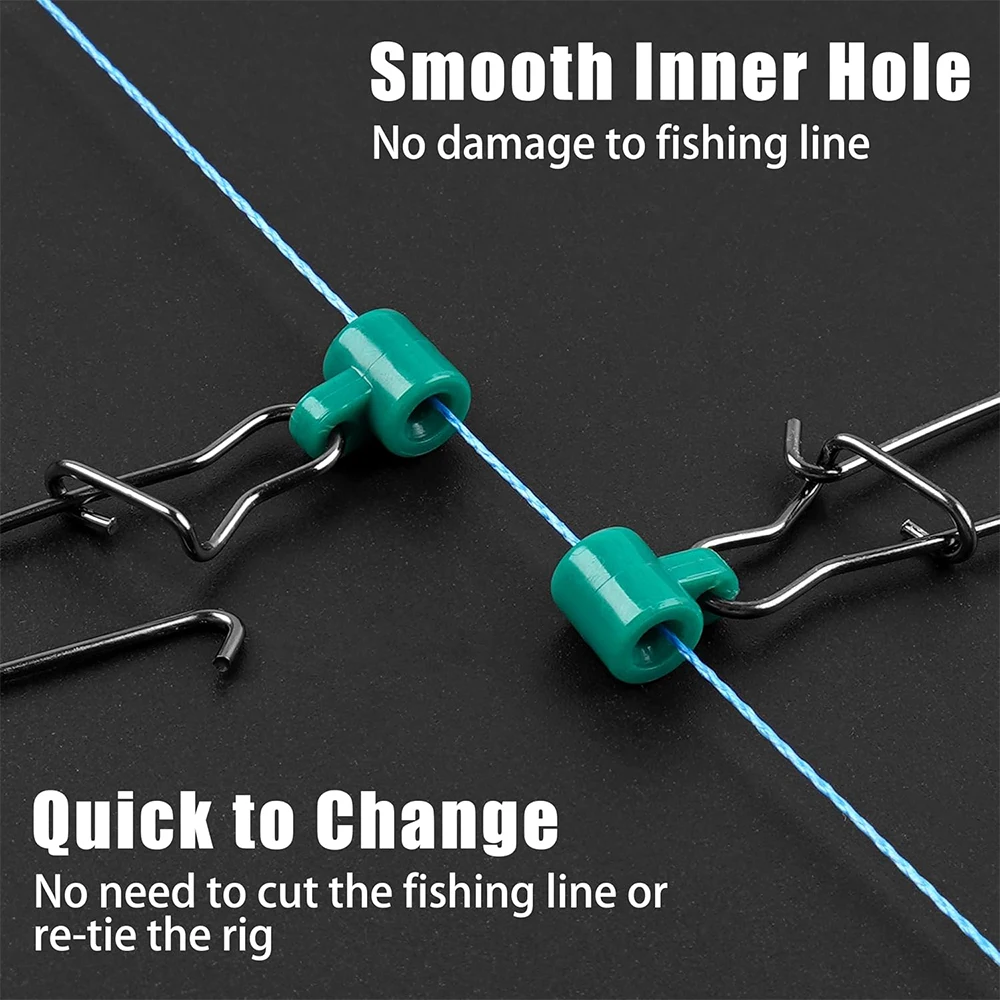 16 Stück Angelschnur Sinker Slides Heavy Duty Sinker Slider Wirbel mit Duo Lock Hooked Snaps Salzwasser Sinker Gewichte Anschluss – Detail 4