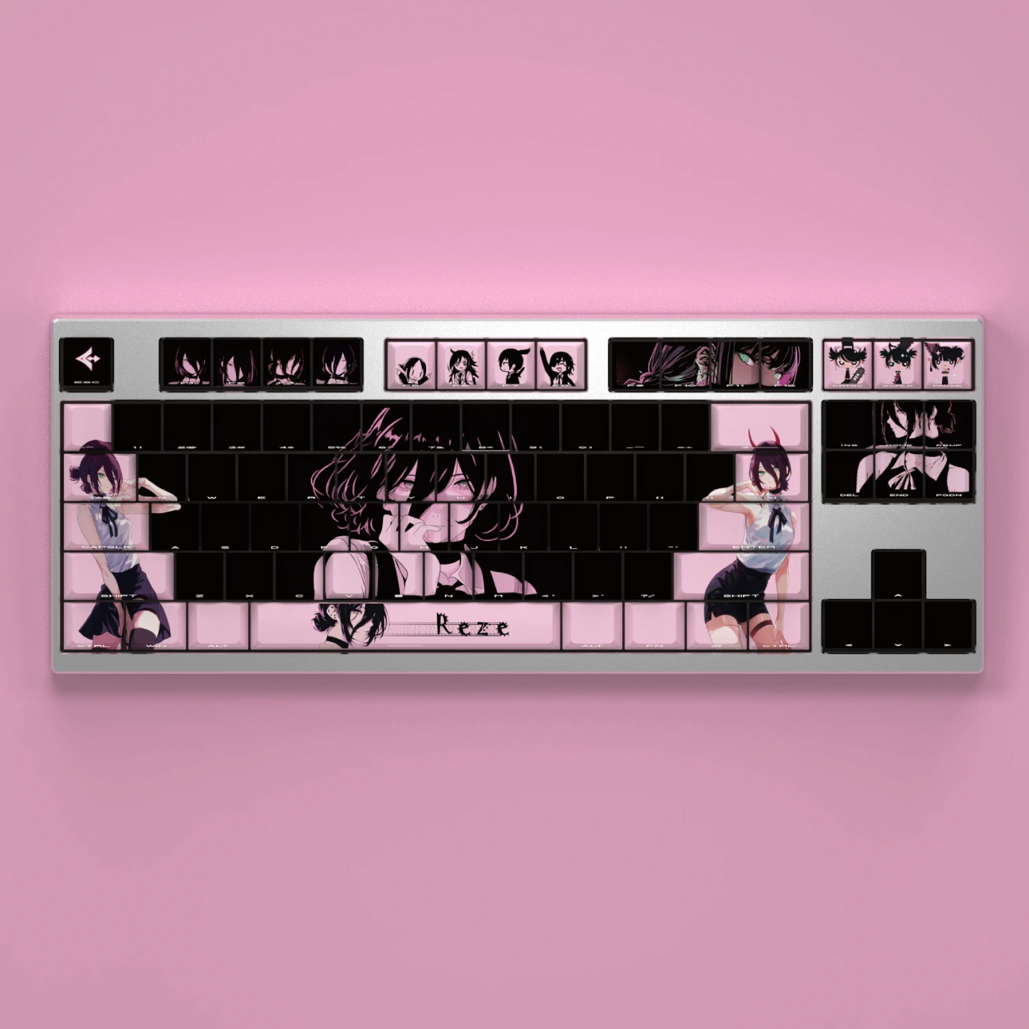 

129 keys Reze Keycaps Chainsaw Man Theme Translucent Anime Keycaps PBT Dye-sub Cherry Profile Key Caps for Mechanical Keyboard