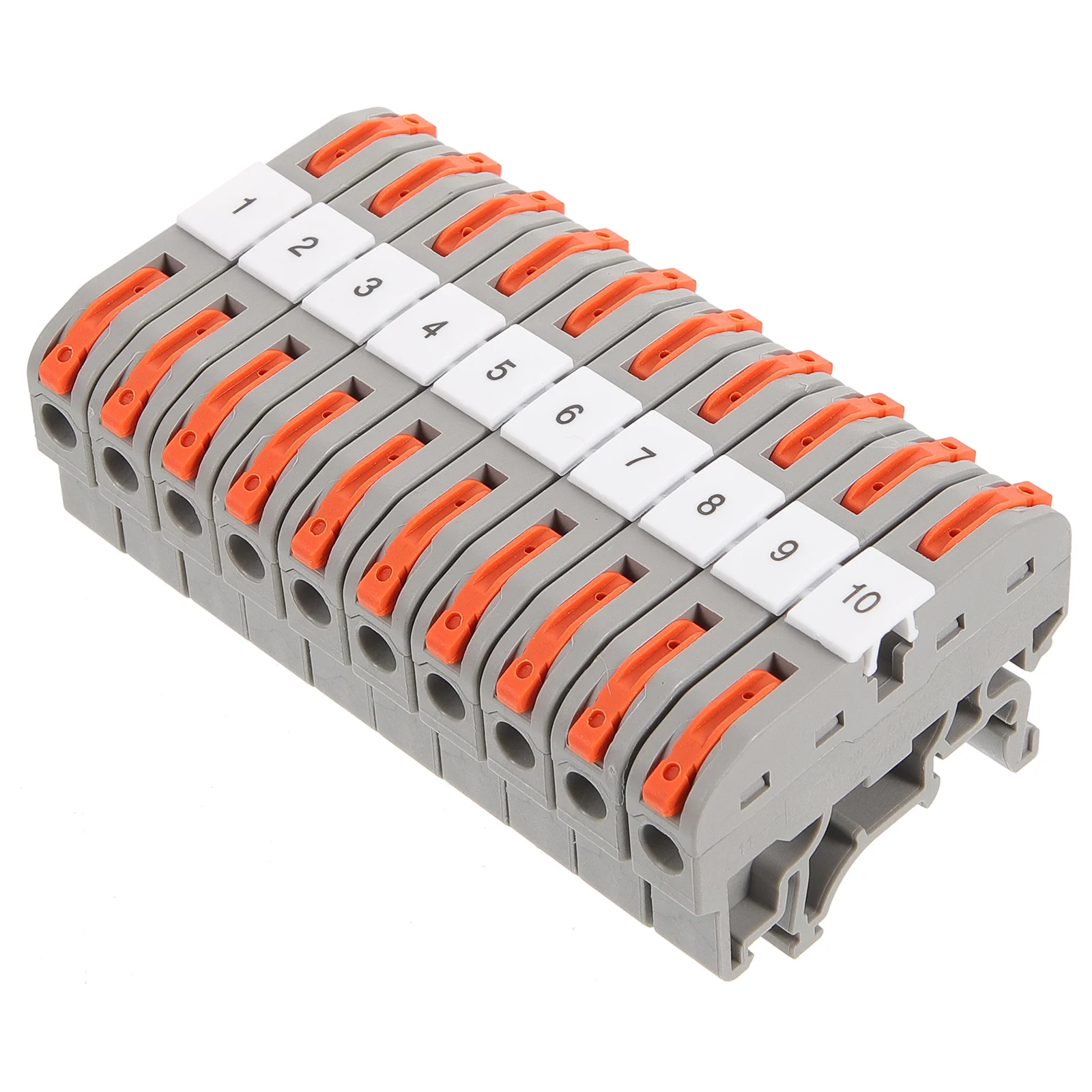 

10 set Din Rail Terminal Block Connector 35Mm Quick Connect For Solid Stranded Copper Wires Electrical Tools Lever Wire