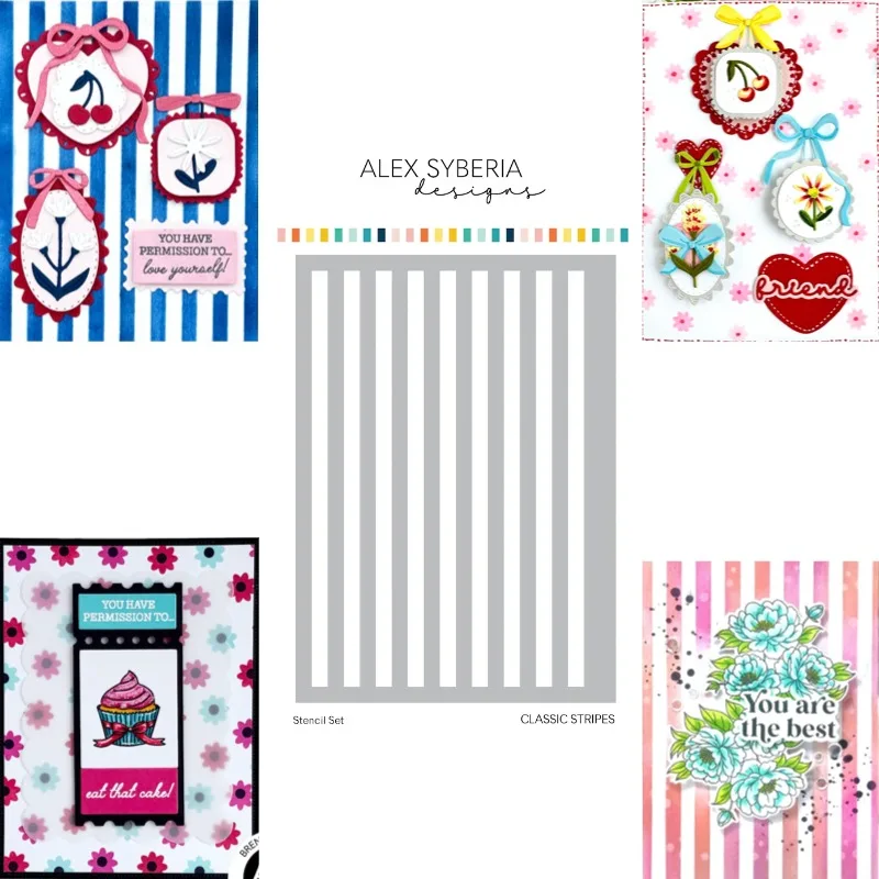 

Classic Stripes Flowers Metal Cutting Dies and Stencil Slimline Essentials Scrap Booking Card Stencil Cut Die for DIY Handmade