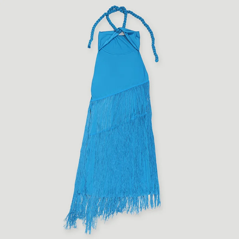 فستان Slergiri النسائي المثير ذو الرسن 2025 جديد بدون أكمام بدون ظهر متين للحفلات المسائية فساتين طويلة بشراشيب