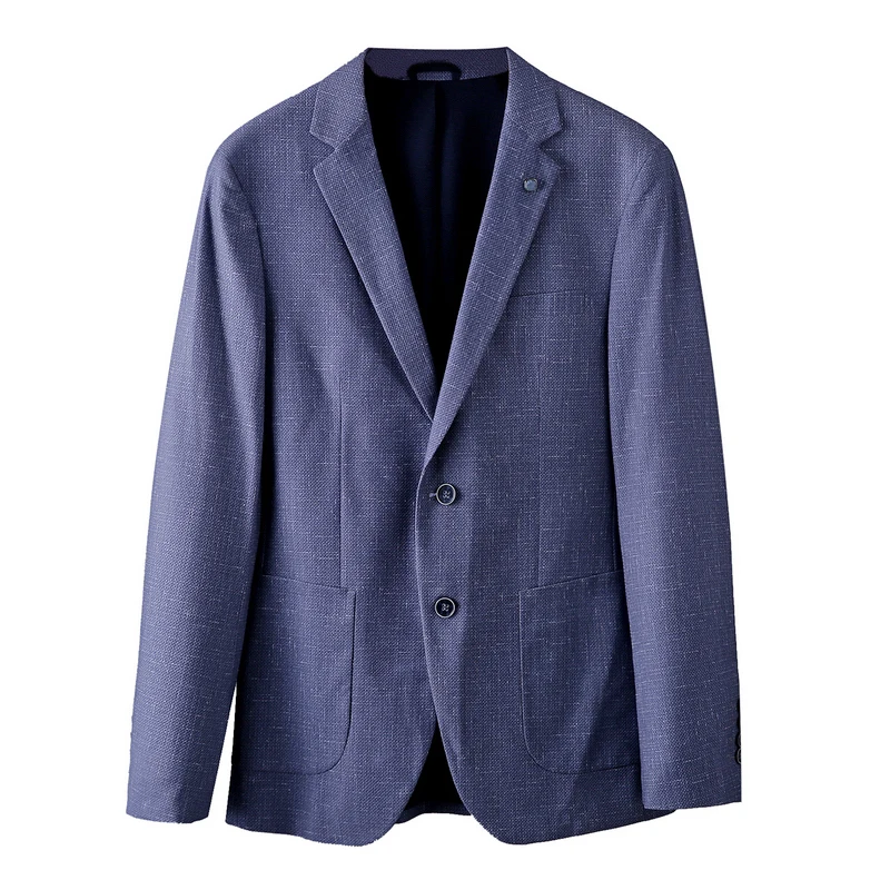 بدلة رجالية كاجوال بقصة ضيقة باللون الأزرق الفاتح من Busin Jaet موسم الربيع قابلة للتناول بصدر واحد وزرين طويلة Sve