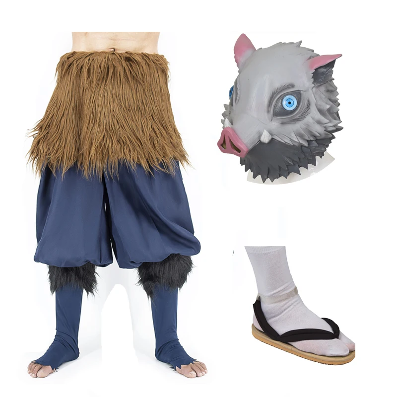 Anime Inosuke Cosplay Costume Wild Boar Mask Japanese Style Sandals Adult Masquerade Halloween Carnival Birthday Party Outfit