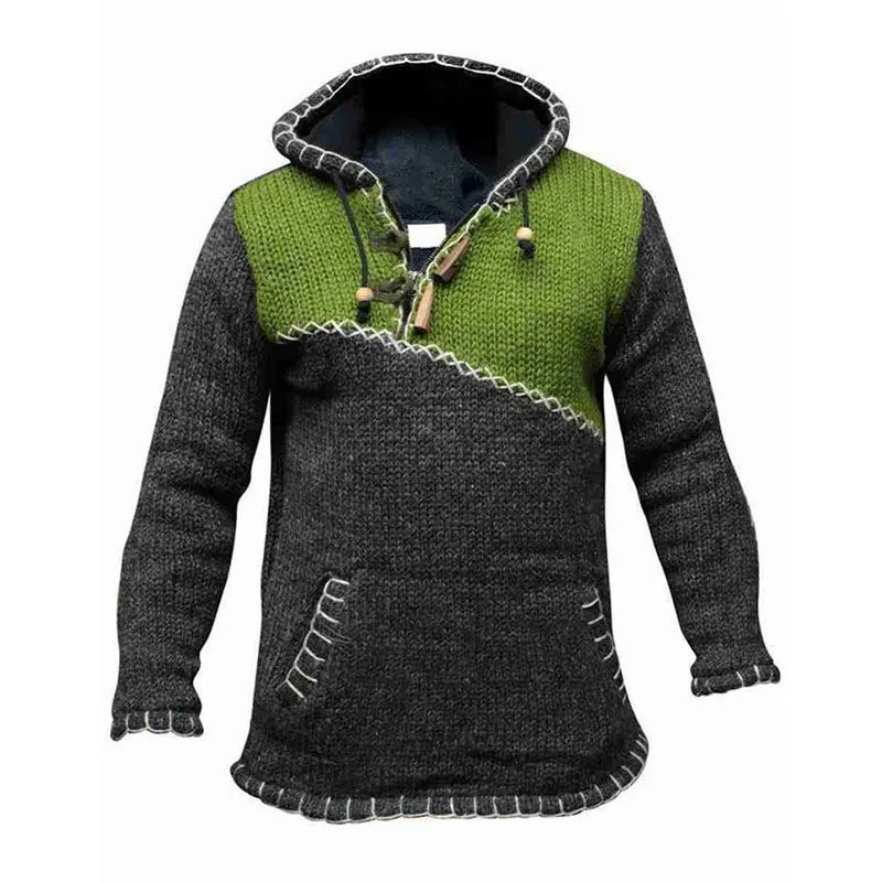 

Autumn and Winter New Fashion Trend American Retro Thick Warm Sweater Men's Casual Loose Sports Plus Size Hooded Knitted Sweater