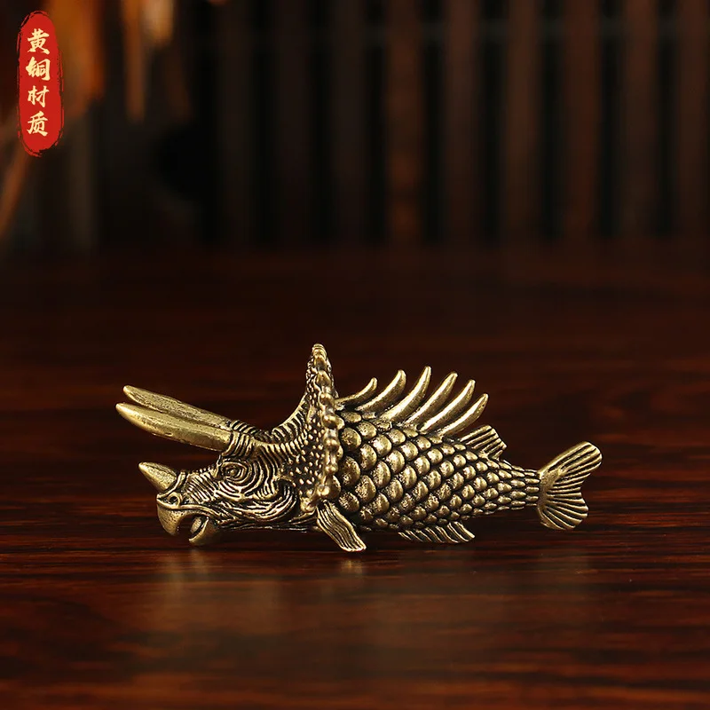 Pure brass triangular turtle table tea pet ornament, creative decorative fish tank landscaping craft