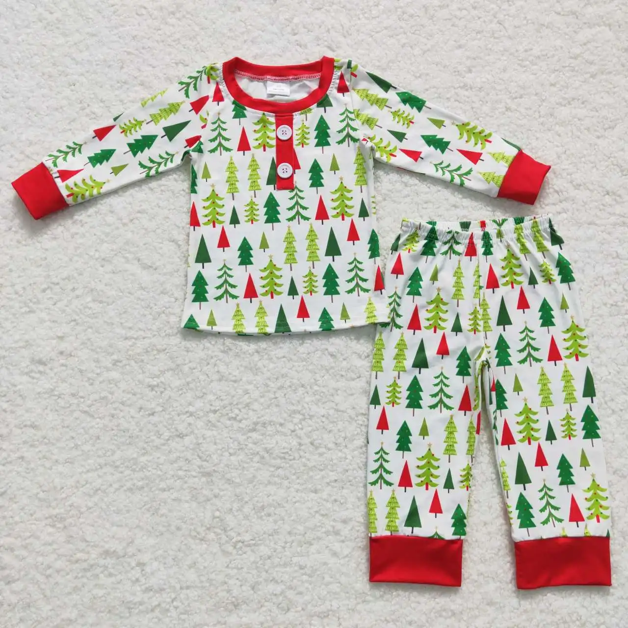 2​023 New Arrivals RTS Kids Christmas Trees Pajamas Toddler Butt Flap Clothes Boutique Siblings Baby Lounge Sets