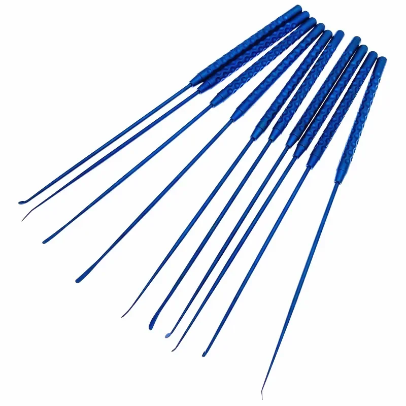 Micro Spatula Dissectors Micro Curette Micro Nerve Pull Hook Titanium 21cm Vessel Hook Micro surgical Hook