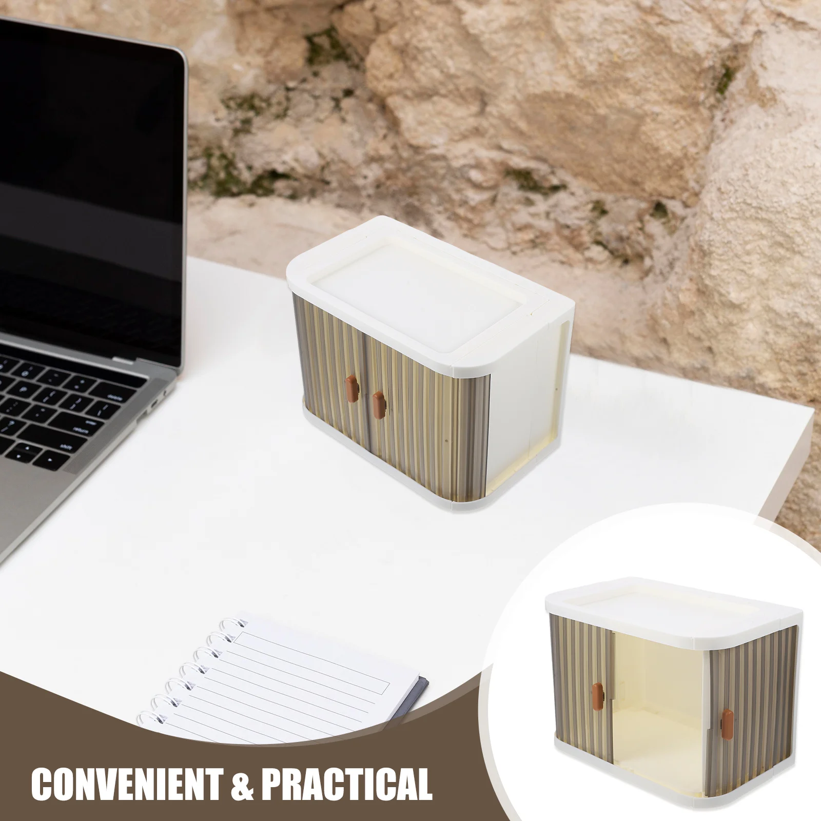 

Desktop Stackable Organizer Box Foldable Collapsible Storage Case for Office Home Kitchen Desk Space Saving Sundries Organizer