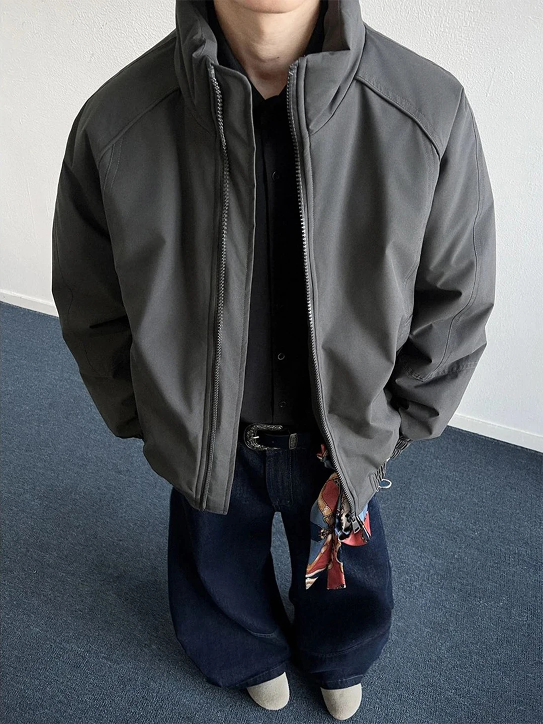 

American Sle ort Thiened Flight Jaet Men's Winter down Cotton Coat Stand Collar Windbreaker Outerwear Durable Workwear