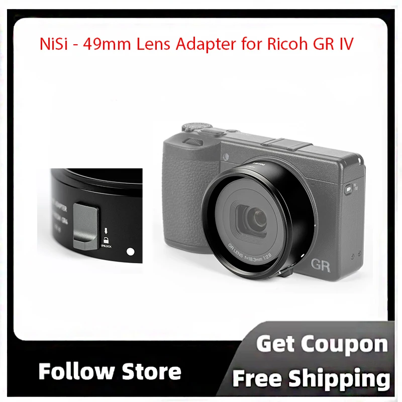 NiSi - 49mm Lens Adapter for Ricoh GR IV – Aluminum Alloy Le