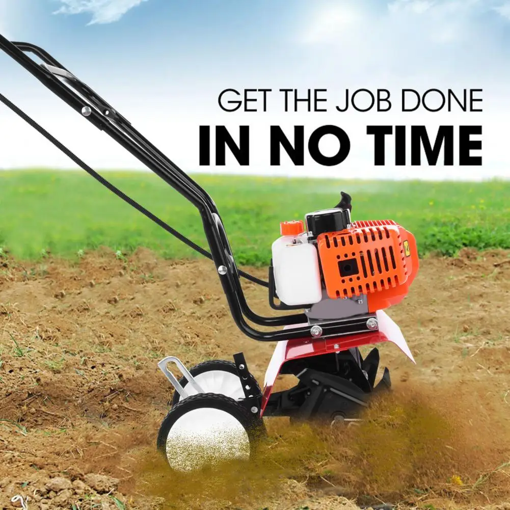 

Бензиновый культиватор, 2-тактный, 9000 об/мин, 1,2 л, топливный бак, 6 дюймов, рабочая глубина, 7,9 дюйма, ширина пробокалы, копание, 3 л/1,65 кВт, 52 куб.см, садовый мин.