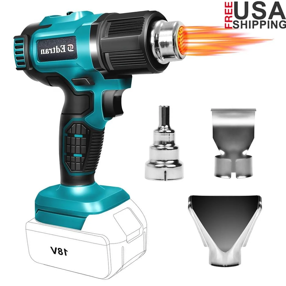 Portable Cordless Heat Gun Kit 18V LXT Battery 3 Nozzles 932°F Crafts Tool