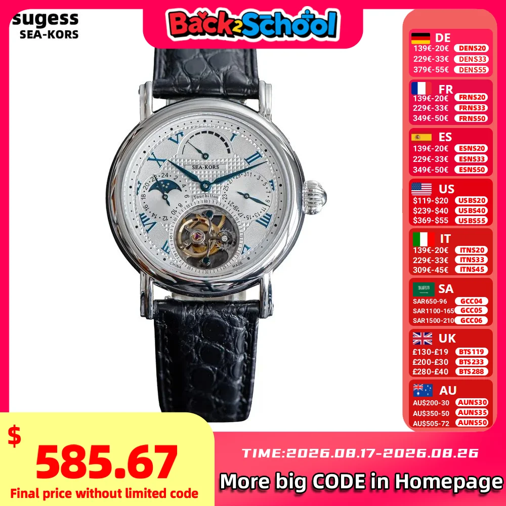 Moonphase Complication Watch - Sugess Seakors Man Tourbillon Watch Original
