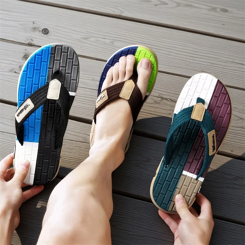 

Ins Style Couple Flip Flops Lightweight Wear-resistant Beach Holiday Non-slip Breathable Slippers