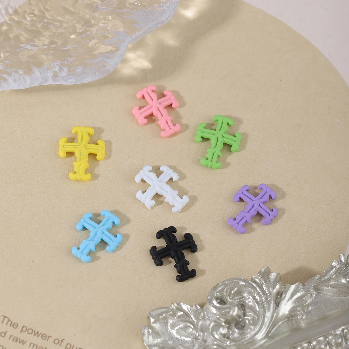 10 cyberpunk wind Y2K alloy retro cross macaron color cross nail art patch color random mixed pack