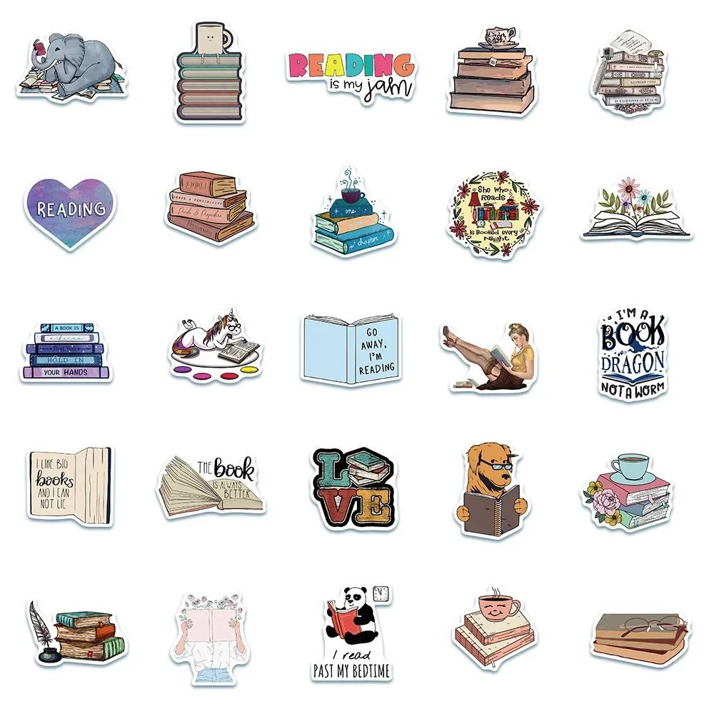 10/30/50PCS Reading Life Small Fresh PVC Sticker Aesthetic Decoration Scrapbooking Accessories School Stationery Supplies