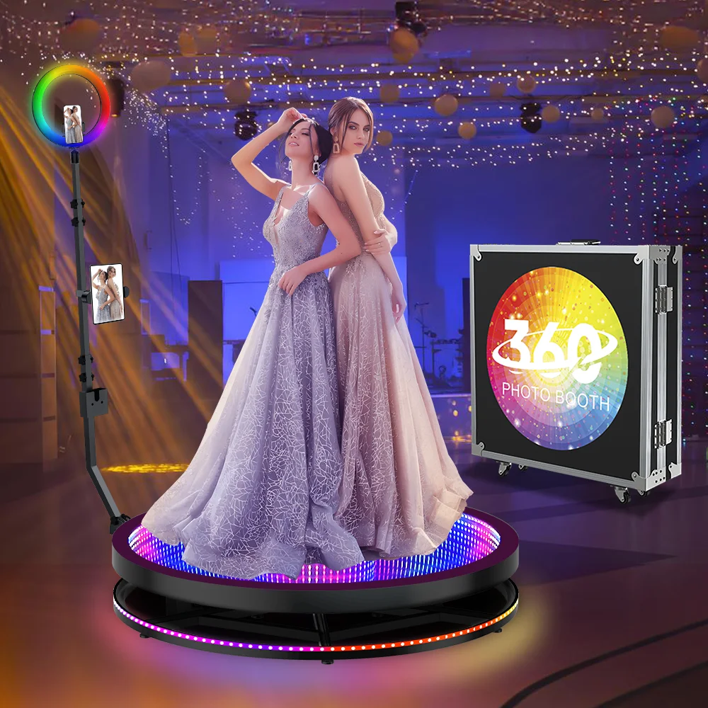 Automatic Glass 360 Photo Booth Machine Portable Led Mirror Glass 360 PhotoBooth 68 80 100 115cm Video Booth Wedding Party