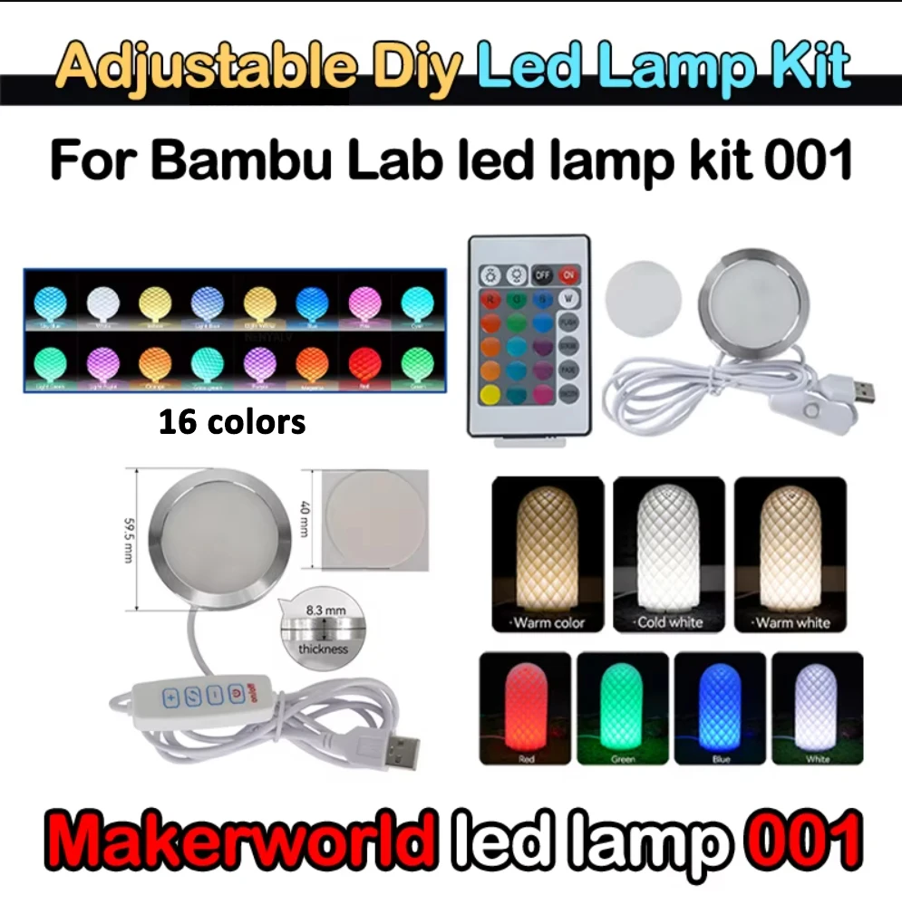 

Комплект фурнитуры для 3D-принтера Bambulab Light Kit, детали для светодиодных фонарей, модель деталей для 3D-печати для Bambu Lab X1C/X1E/X1/P1P/P1S, комплект светодиодных ламп 001