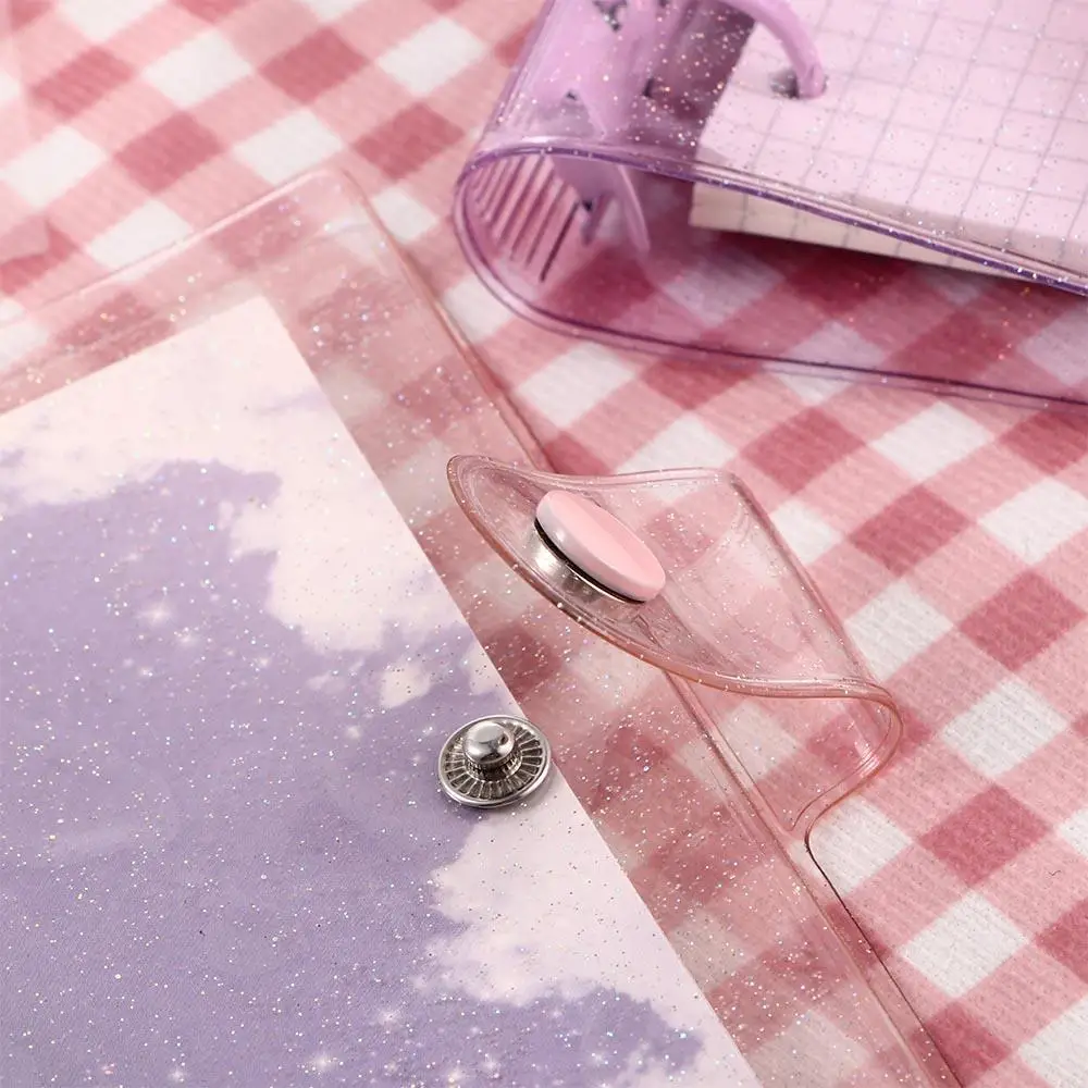 Kawaii PVC Binder Agenda A7 Notebook Planner Square Loose Leaf Photo Collect Book Glitter Journals Binder Notebook