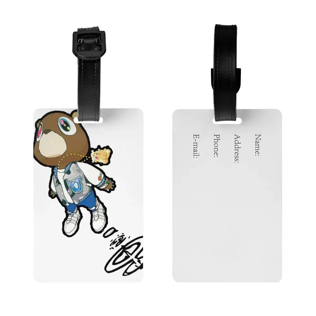 Kanye West Dropout Bear Chicago Vintage Graduation Luggage Tags Portable Baggage Boarding Tag Label Holder ID Name Address