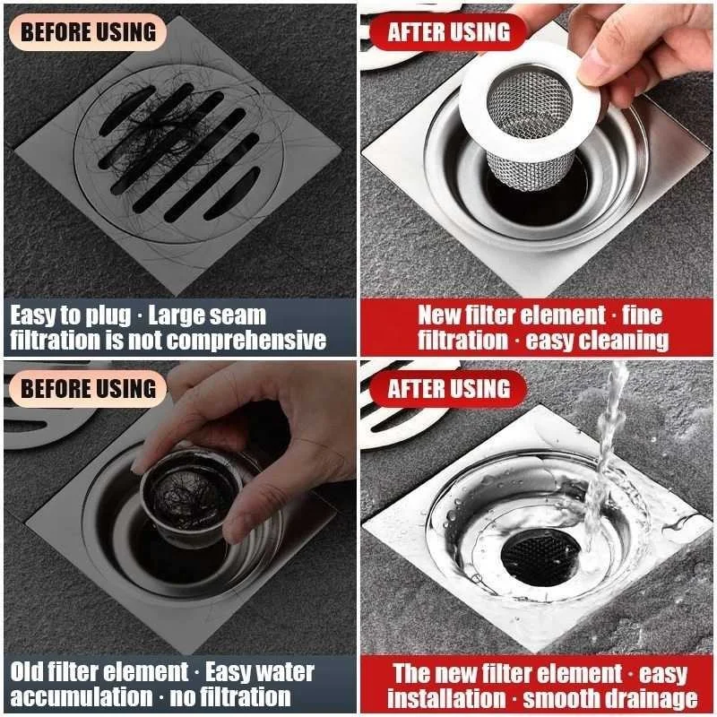 Stainless Steel Floor Drain Filter Mesh Sink Strainer Kitchen Bathroom Anti-clog Drains Bathtub Hair Catcher Shower Strainers