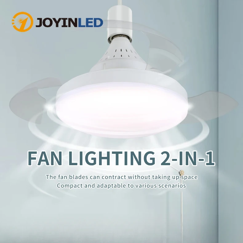 

New Smart Invisible Ceiling Fan with Lamp & Remote Control E27 Base Retractable Blades Ceiling Socket Fan Bedroom Study Lighting