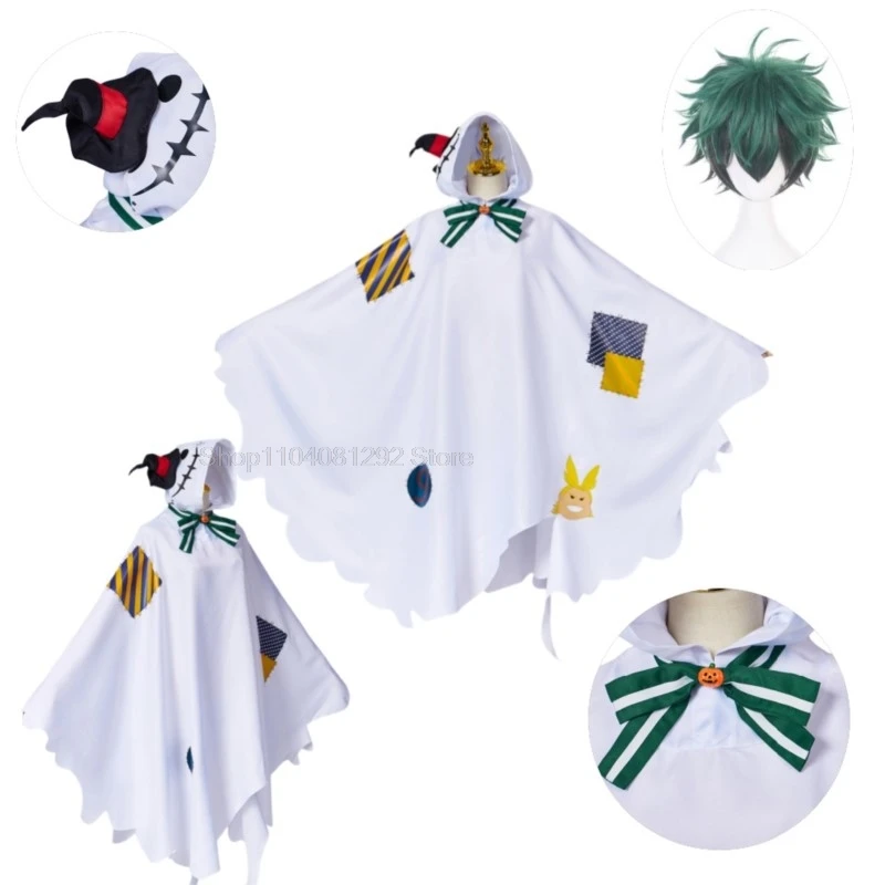 

Anime My Boku no Hero Academia Izuku Midoriya Cosplay Costume Halloween Ghost Hooded Cloak