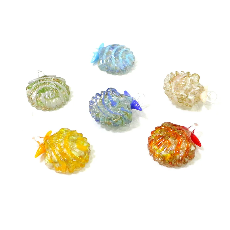 6pcs Lovely Mini Sea Shell Model Charms Glass Pendants Creative Fashion DIY Women's Jewelry Necklace Earrings Making Accessories