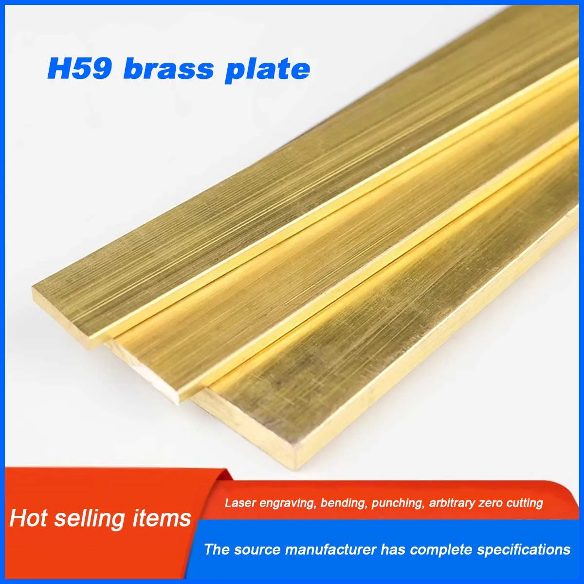 H59 Brass Flat Bar Plate Strip/Brass Square Bars/Brass Block,Length100/300/500mm Brass Strip Thicknesses 3/4/5/6/8-50mm