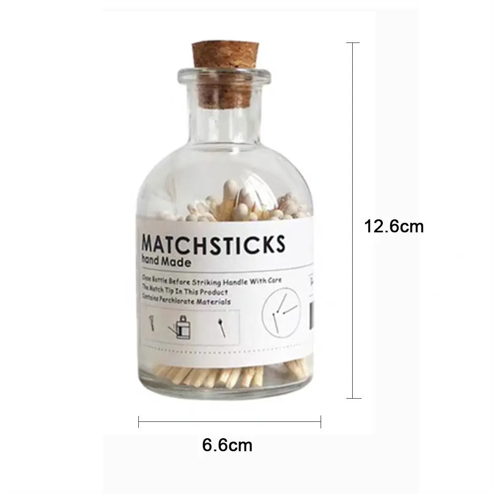 Retro Matches Cotton Swab Bedroom Transparent Glass Storage Bottle Diffuse Empty Bottle Scented Candle Match Bottle