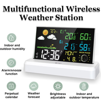 Multifunctional Wireless Weather Station Indoor Outdoor Forecaster Temperature and Humidity with Color Screen Weather Clock