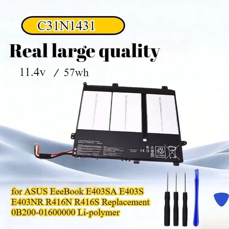 C31N1431 Battery 11.4V 57Wh for ASUS EeeBook E403SA E403S E403NR R416N R416S Replacement 0B200‑01600000 Li‑polymer With Tools