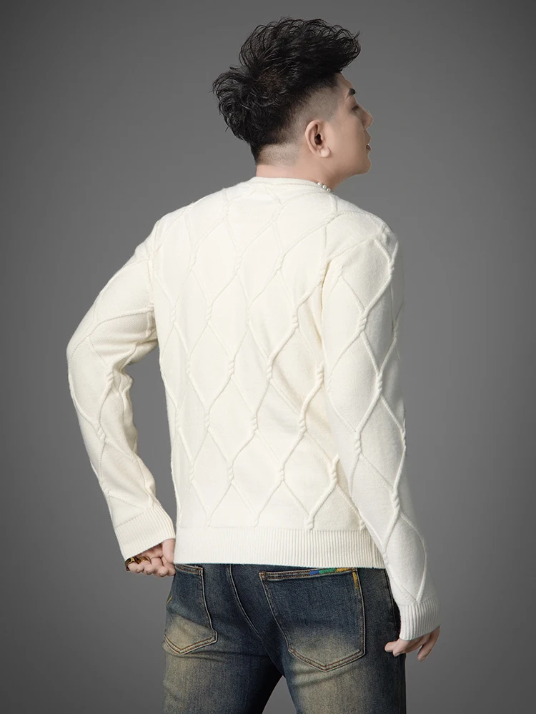 Men's Wool Sweater round Ne Base irt Warm Pure Color Knitted Top Casual Faion Autumn Winter New Arrival Comfortable Fit