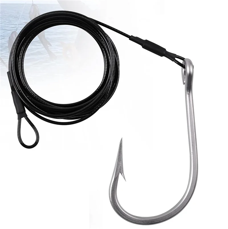3m Long Tuna Hook Fishing Shark Hooks Stainless Steel Fish hook 5/0—12/0 Big Game Boat Fishing Hook Shark Swordfish Hook Fishing