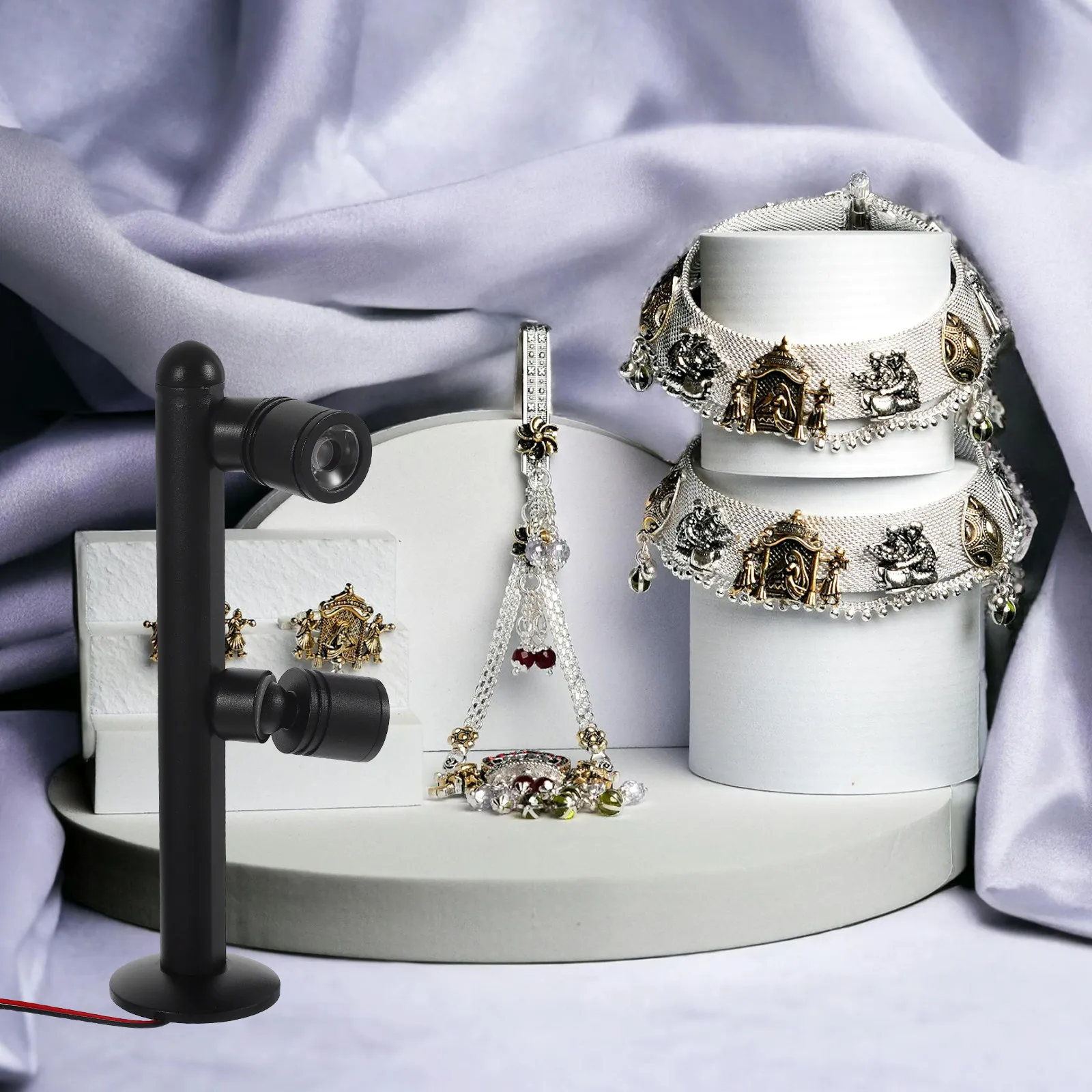 

Mini LED Spotlight Cabinet Lamp with Warm Light - Jewelry Showcase Display Light for Display Cases Shelves Plants Indoor