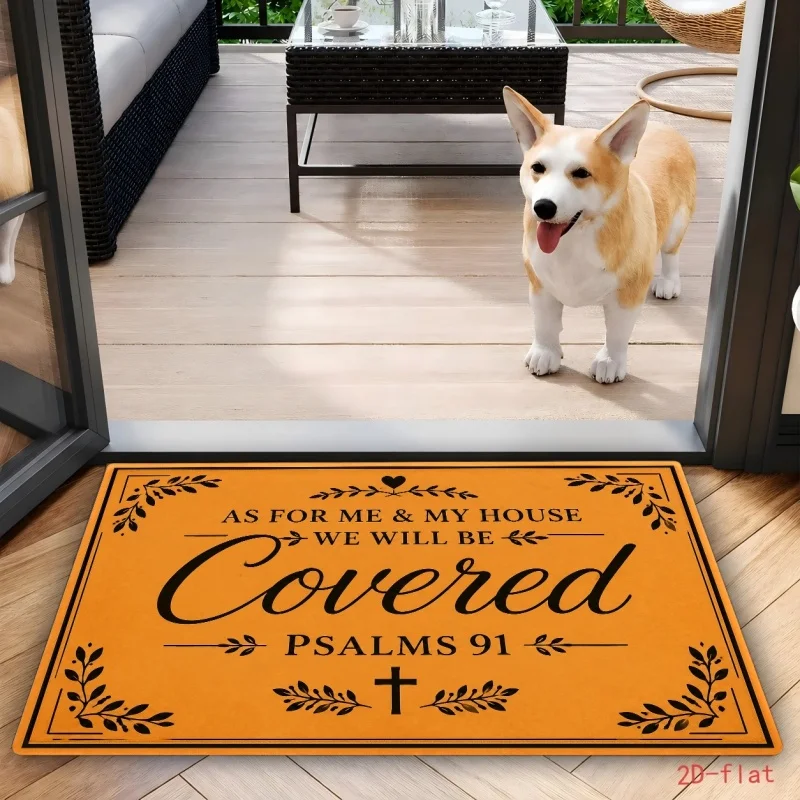 Bible Verse Faith Pattern Household Entry Doormat, Inspirational Letter‑printed Front‑door Floor Rug, Decorative Indoor Mat