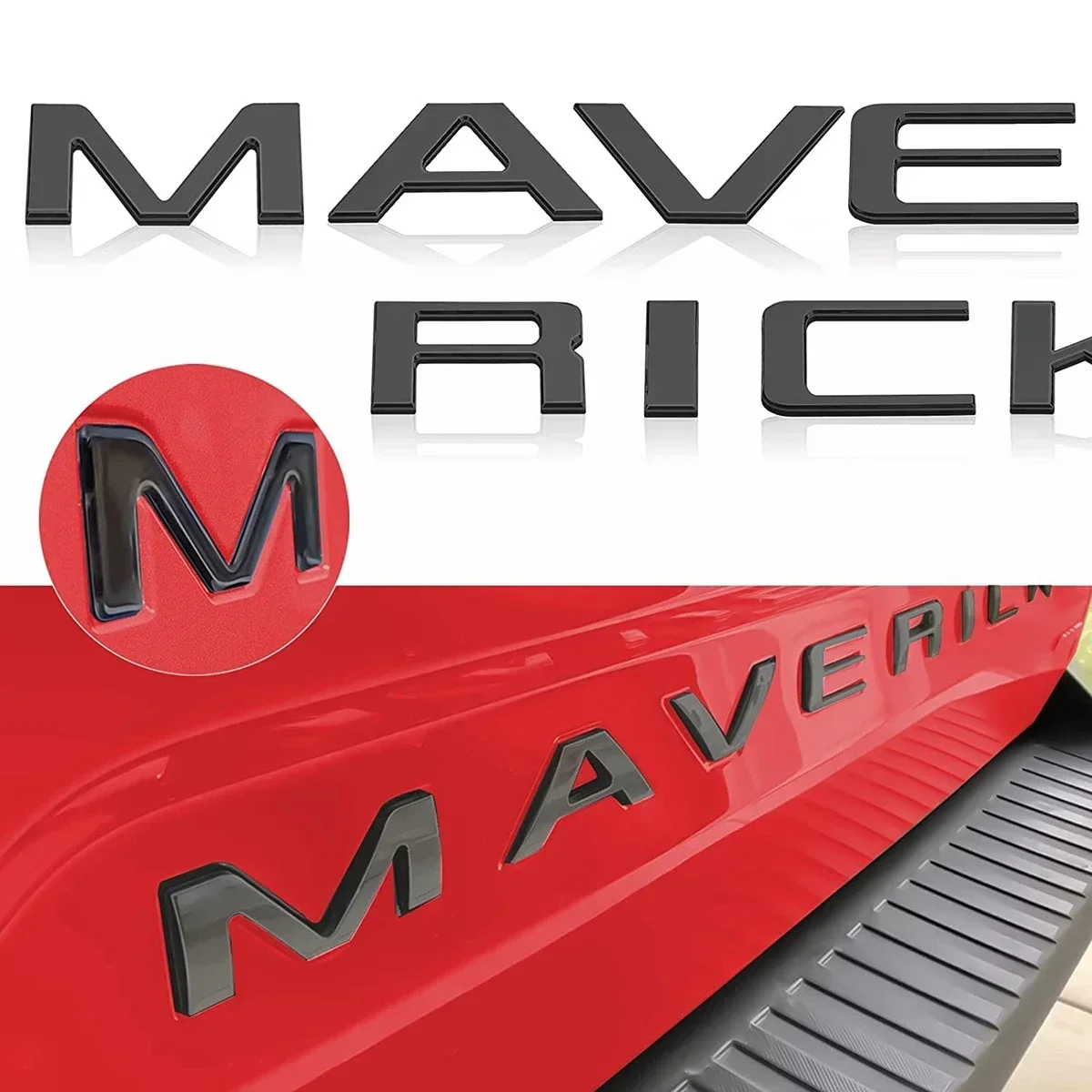 For Ford Maverick Pickup Truck Tailgate Inserts Letters 3D ABS Raised Rear Emblems Decal Sticker Adhesive Decorative Accessories