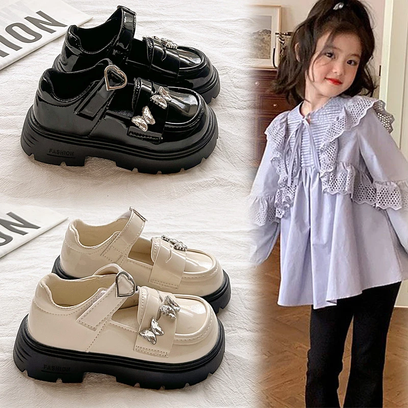 

Туфли Мэри Джейн на толстой подошве для девочек, новинка 2023 года, осенняя праздничная обувь принцессы для малышей на плоской подошве, простая шикарная детская школьная форма на мягкой подошве