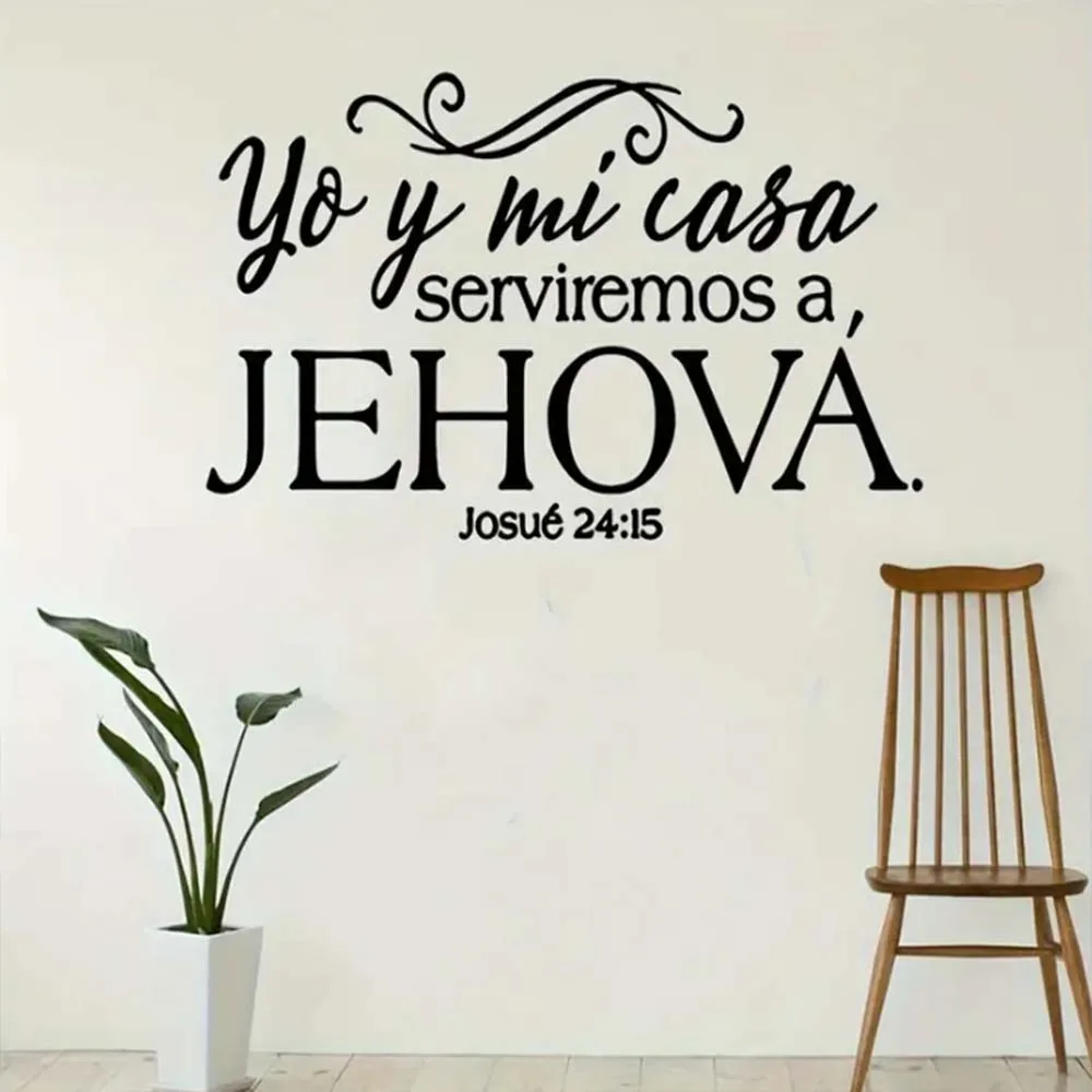 1pc Josue 24:15 Bible Verse Vinyl Wall Sticker Spanish Writing Spanish Christian Home Wall Sticker Wallpaper