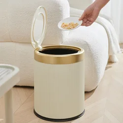 Household living room, kitchen, bathroom, internal and external dual trash cans, high aesthetic trash cans, press with lid