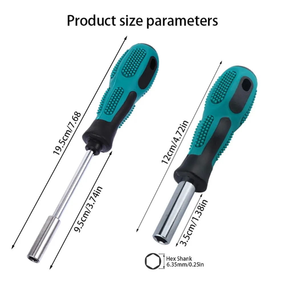 1 Piece 1/4-Inch Drive Magnetic Screwdriver Holder, Screwdriver Drive Handle, 6.35 mm Hex Drive, 5-Inch or 8-Inch Length