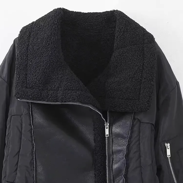 سترة نسائية عصرية ذات وجهين بتصميم أنيق ومرقعة مقاومة للرياح من JNLEAOG بأسلوب جديد وقصة قياسية وأكمام طويلة وسحاب