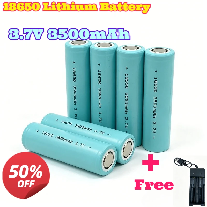 18650 Lithium Rechargeable Battery 3500mAh 3.7V High Capacity High Power Replacement Battery Suitable for Flashlight Fan Toys