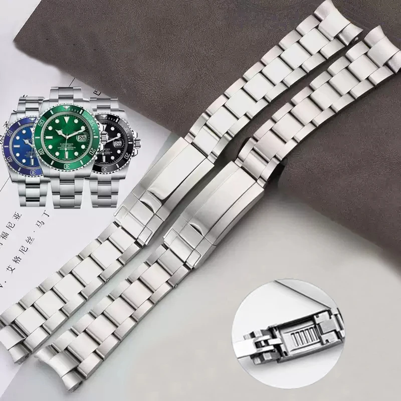 

Solid stainless watchband For Rolex Daytona Oyster 21mm 20mm Perpetual Submariner for NH35 Watch Strap wrist bracelet