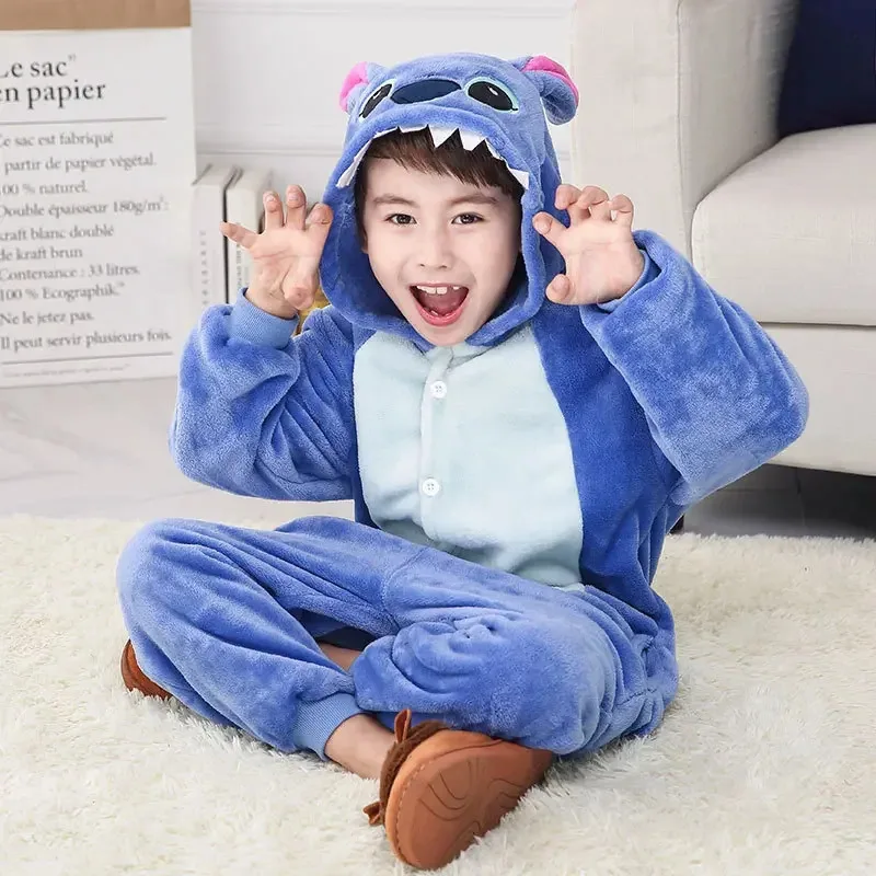 

Onesie Hooded Stitch Children Pijama Kids Animal Cosplay Pajamas Sleepwear Halloween Costume Jumpsuit