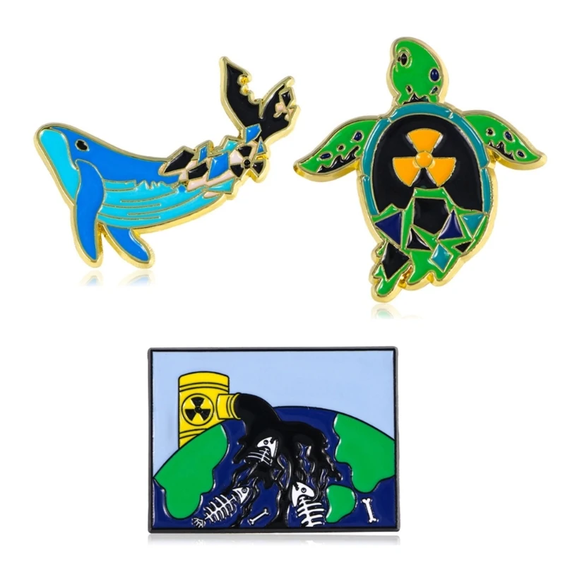 Ocean Sea Animal Protections Brooch Marine Ecology Support Badge Boycott Nuclear Wastewater Clothes Lapel Pin Badge