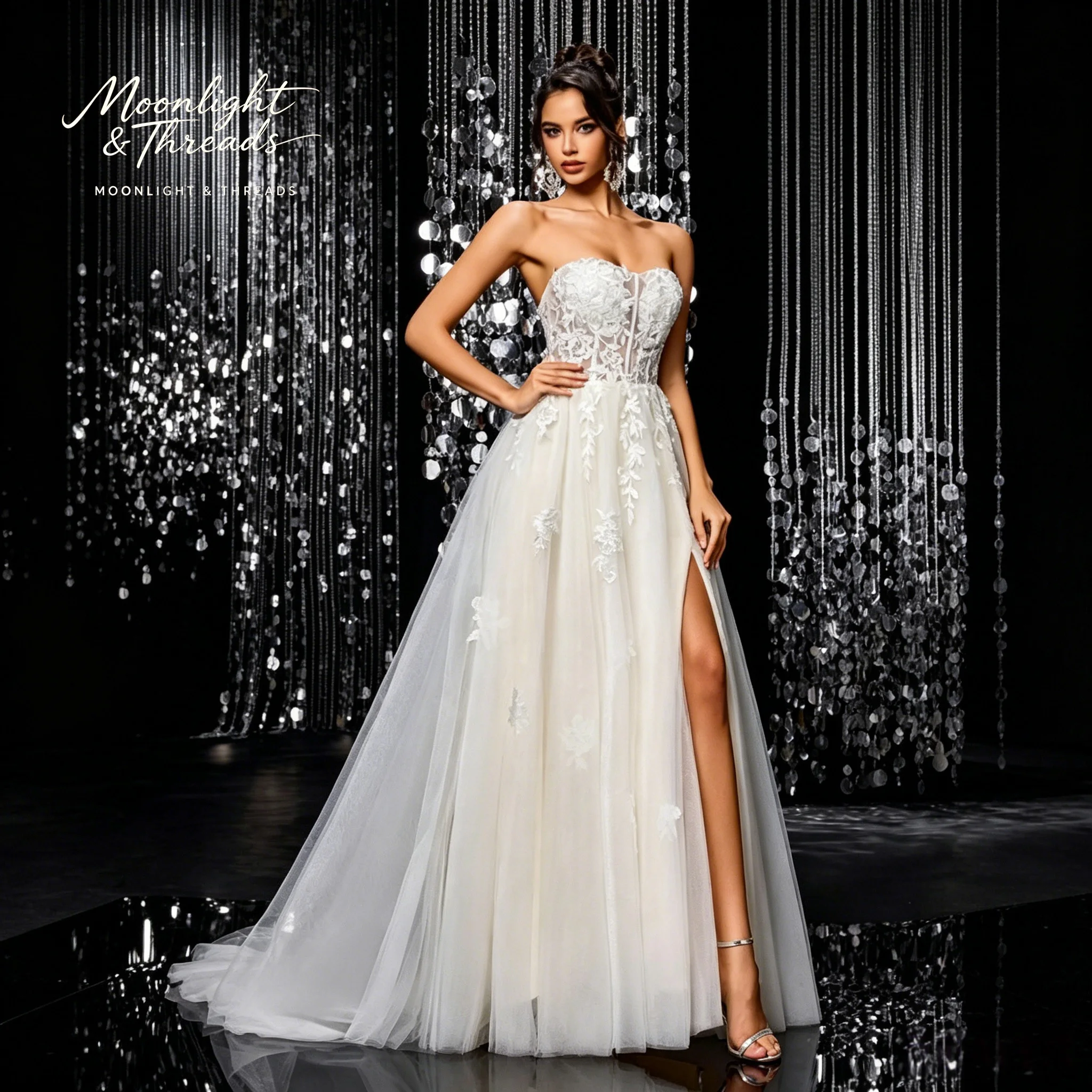 IIvory white strapless lace co - Embroidery White Dress ulasan dan harga