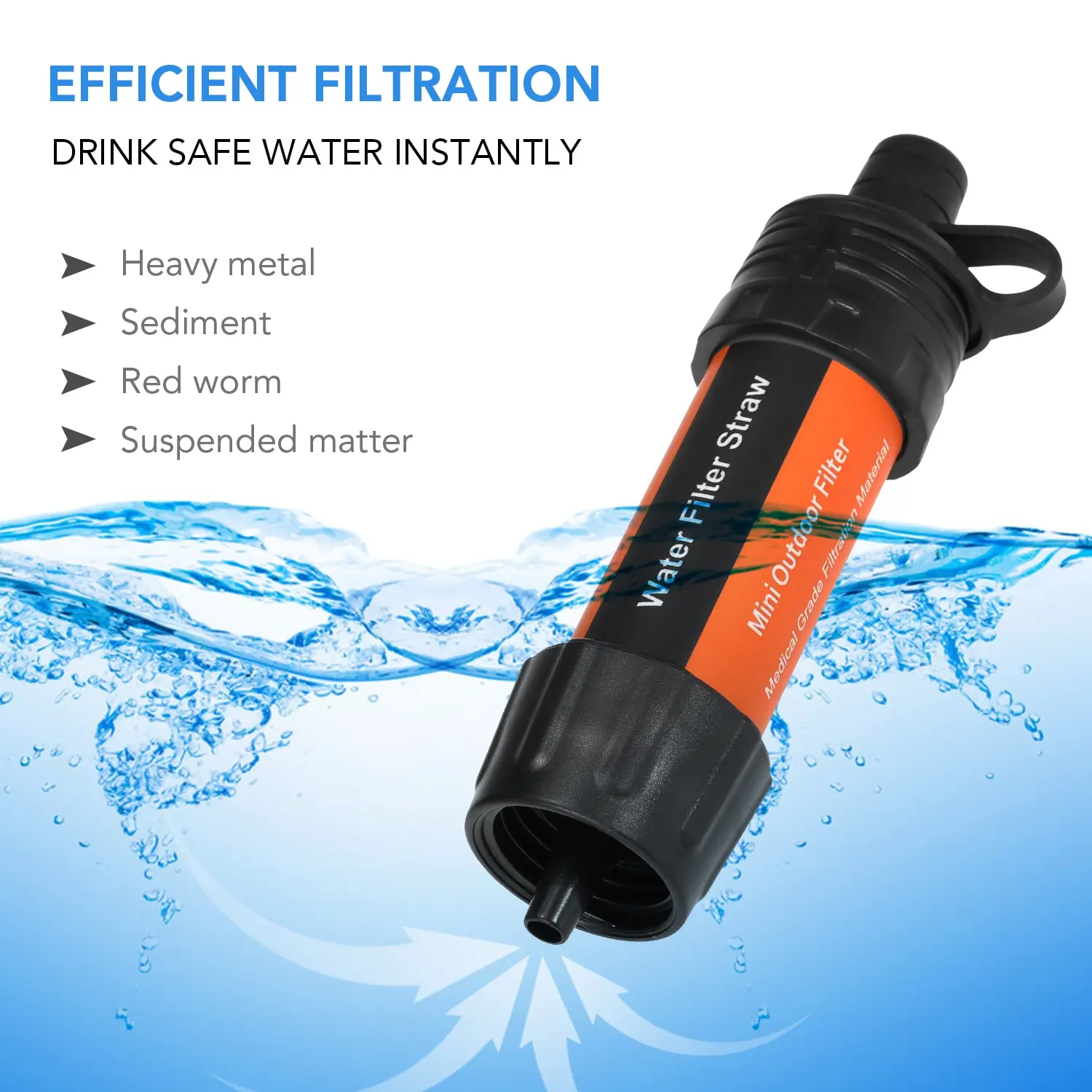 1/2pcs Outdoor Water Filter Straw Water Filtration System Water Purifier for Emergency Preparedness Camping Traveling