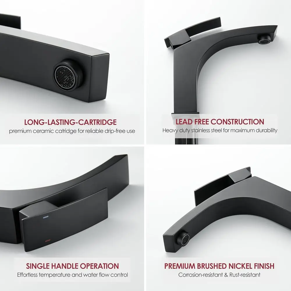 صنبور بمقبض واحد من الفولاذ المقاوم للصدأ باللون الأسود غير اللامع الحديث لحوض الغرور #3